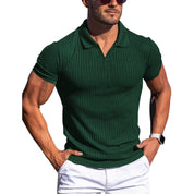 Luca Bellini | Ribbed Knit Polo Shirt For Men