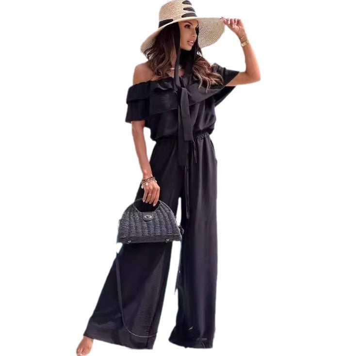 Amelia Laurent | Off Shoulder Wide Leg Jumpsuit For Women
