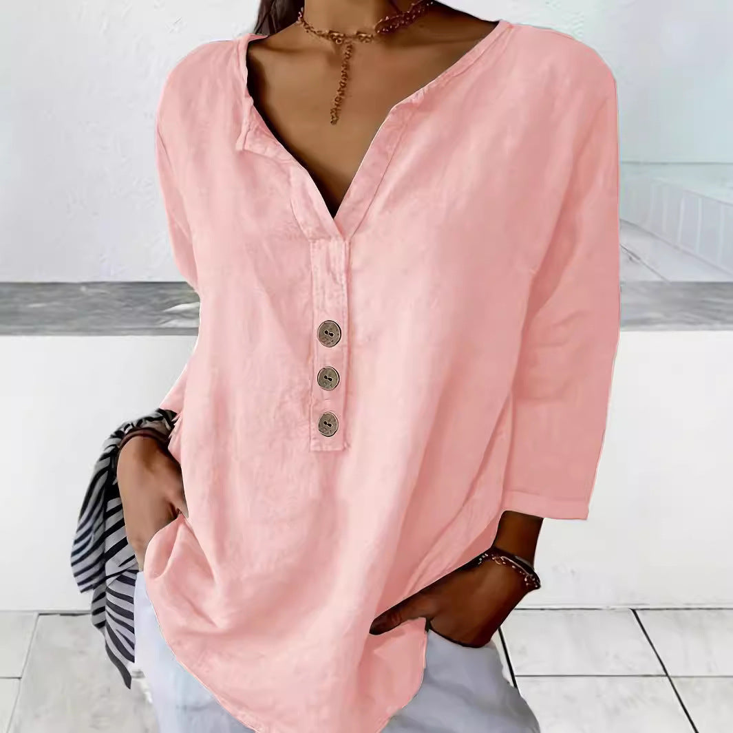 Sienna Hartwell | Casual Linen Button Tunic For Women