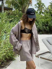 Sophie Laurent | Linen Shirt & Shorts Set For Women