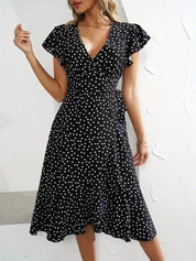 Charlotte Monroe | Polka Dot Wrap Midi Dress For Women