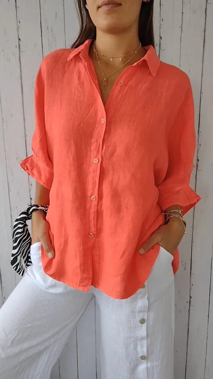 Aurora Whitfield | Relaxed Linen Button Shirt For Women