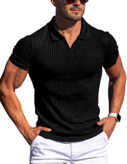 Luca Bellini | Ribbed Knit Polo Shirt For Men