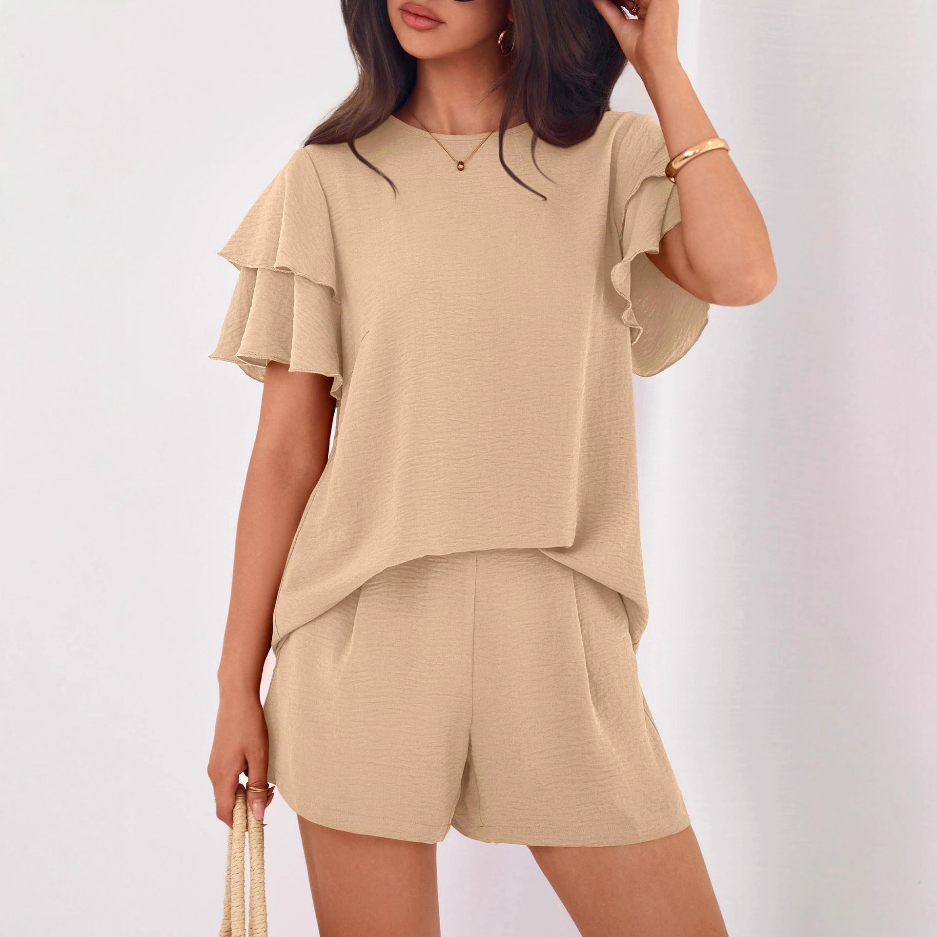 Amelia Sinclair | Ruffle Sleeve Shorts Set For Women