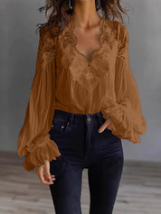 Anastasia Moretti | Elegant Lace V-Neck Blouse For Women