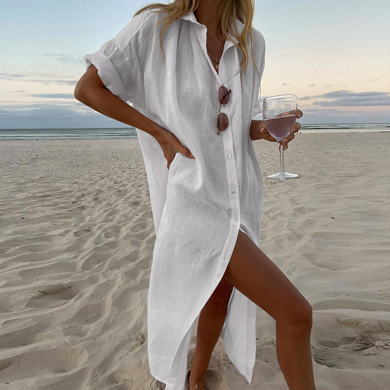 Arabella Kensington | Linen Beach Shirt Dress For Women