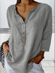 Sienna Hartwell | Casual Linen Button Tunic For Women