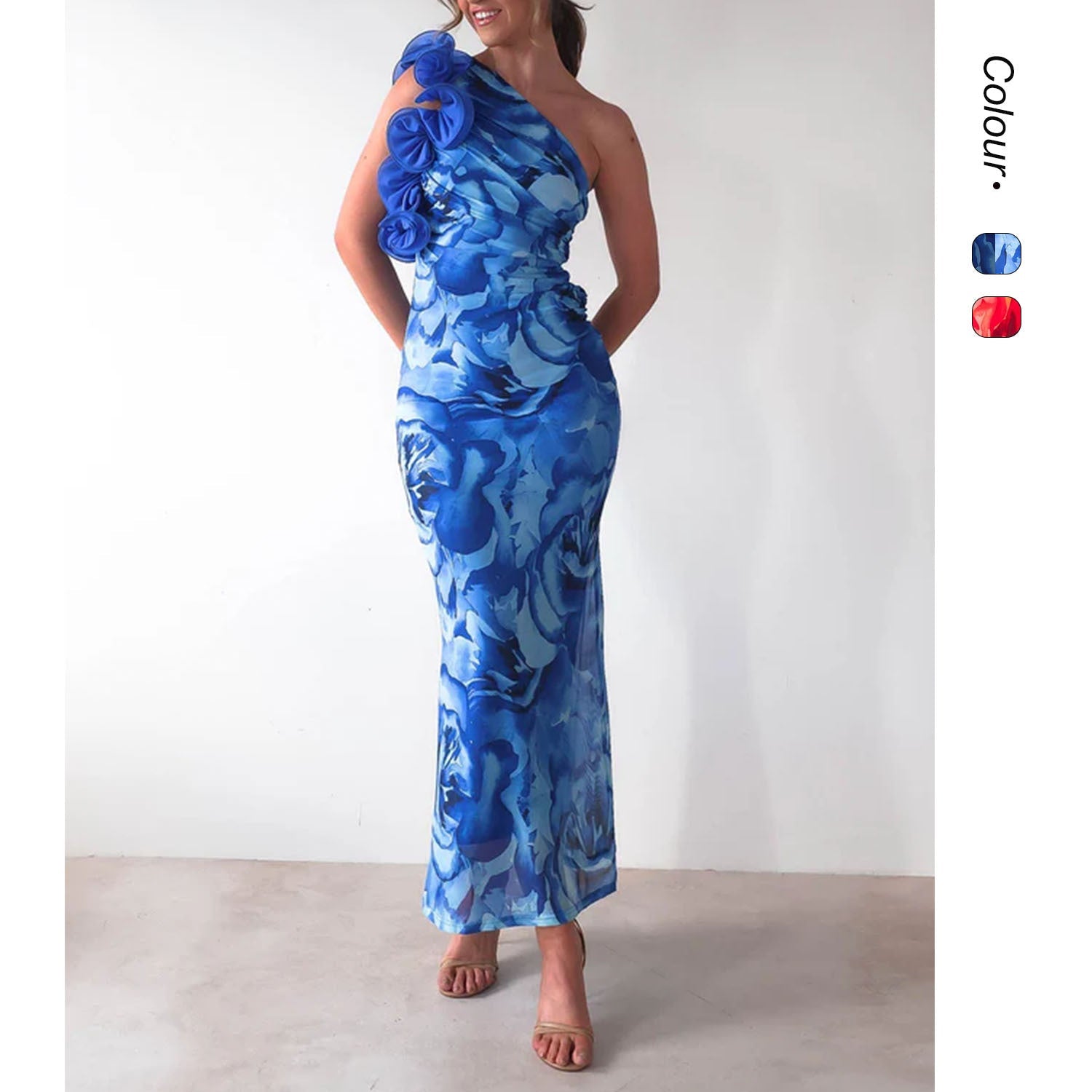 Isabella Romano | Floral One-Shoulder Maxi Dress For Women