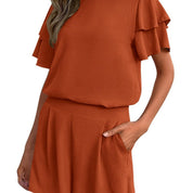 Amelia Sinclair | Ruffle Sleeve Shorts Set For Women