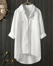Amélie Laurent | Oversized Linen Longline Shirt For Women