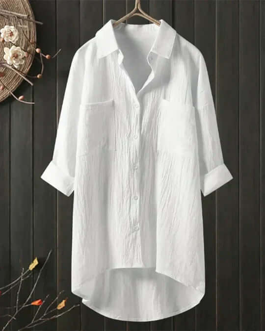 Amélie Laurent | Oversized Linen Longline Shirt For Women