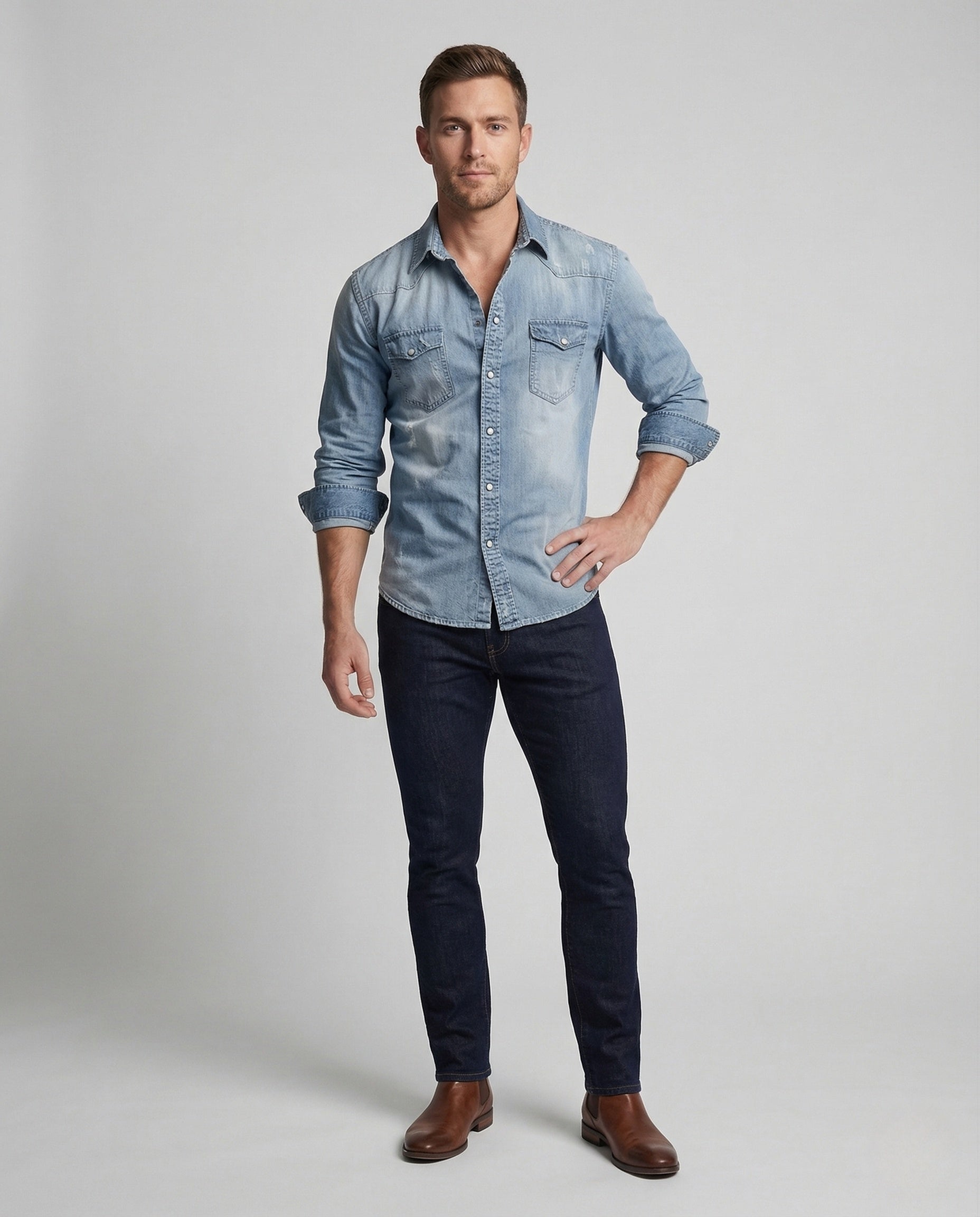Marco Bellini | Classic Denim Shirt For Men