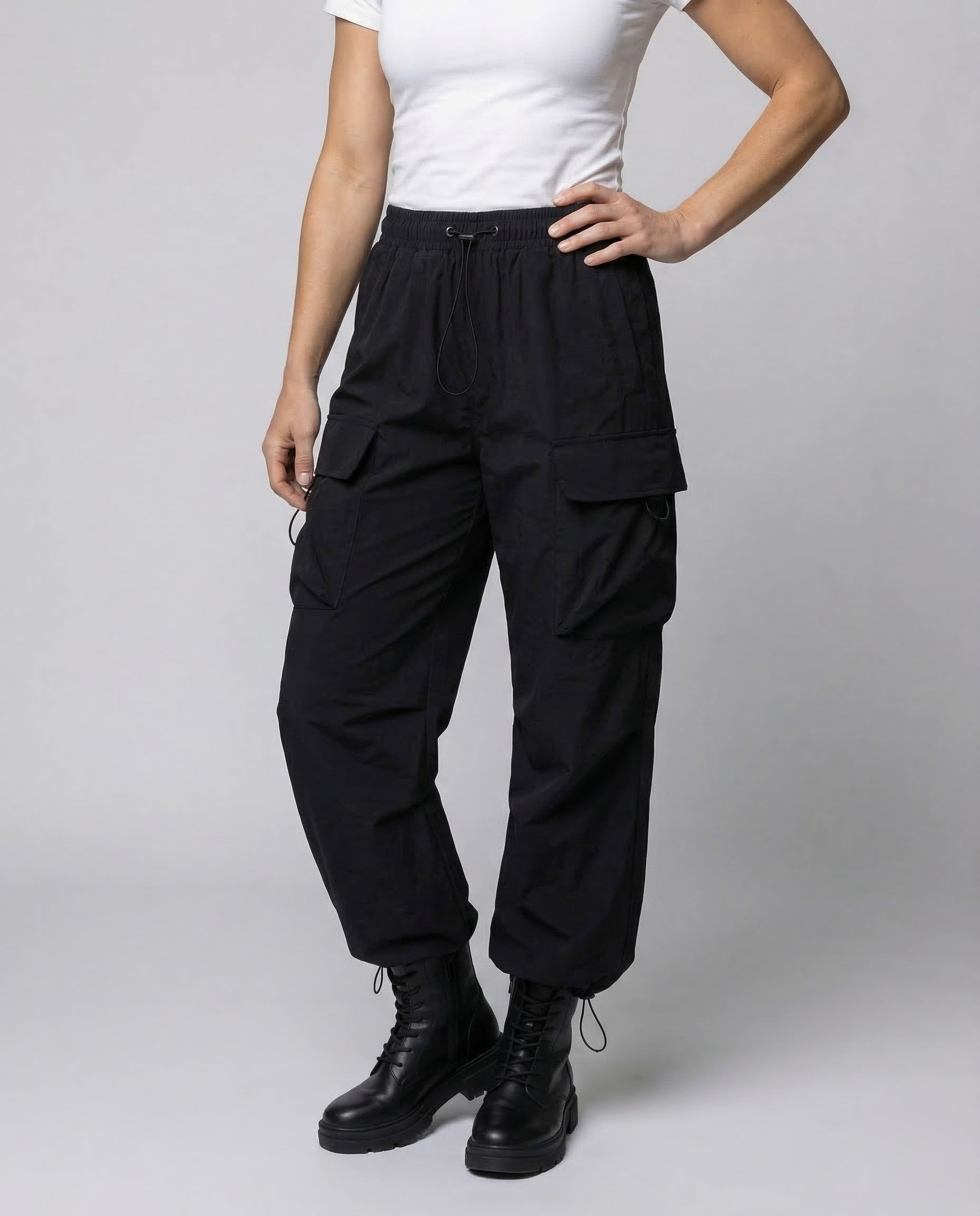 Natasha Ellroy | Black Oversized Balloon Cargo Pants