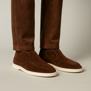 Matteo Conti | Brown Suede Slip-On Desert Boots for Men