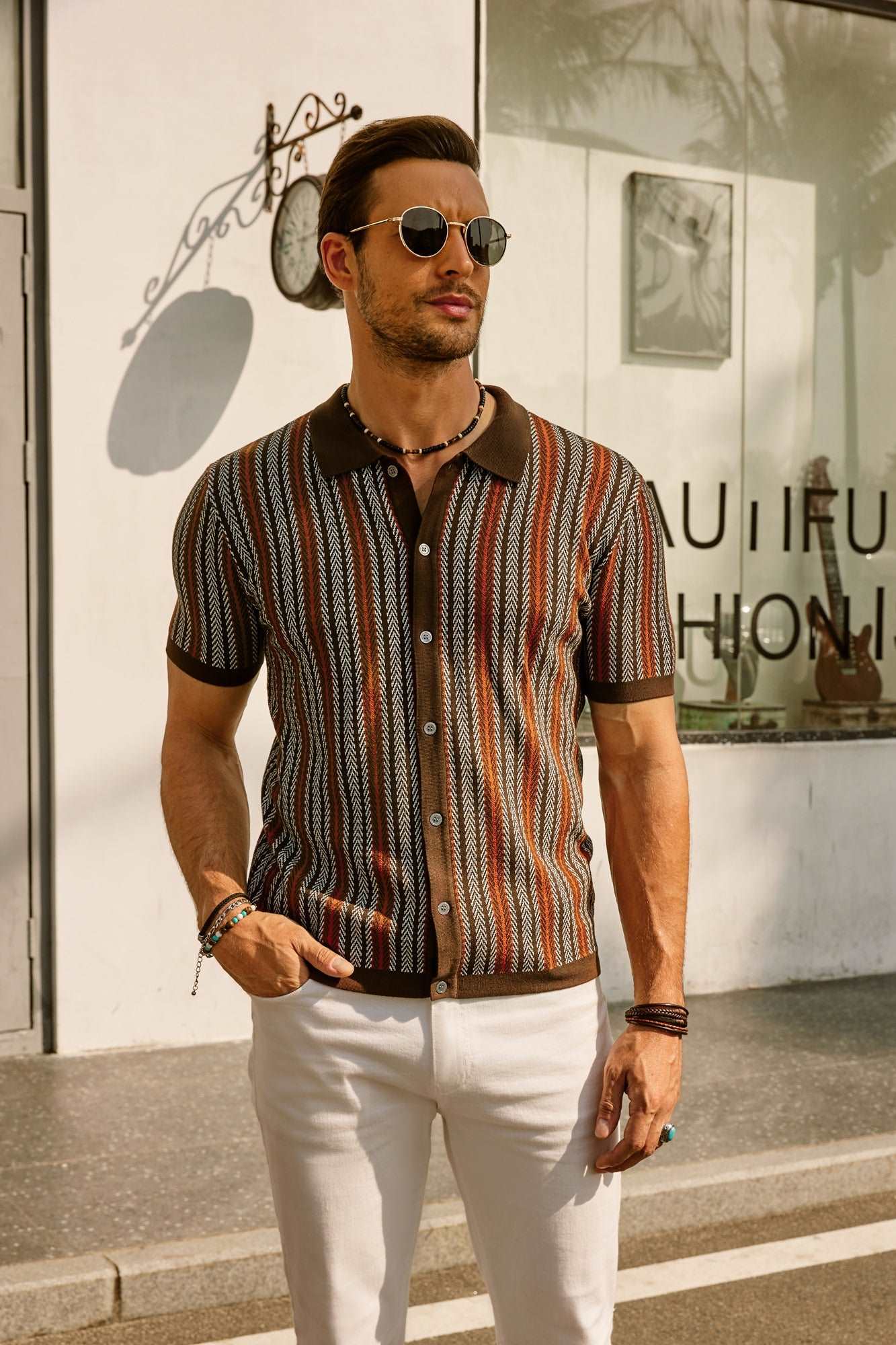 Enzo Bellini | Riviera Pattern Knit Polo Luxe