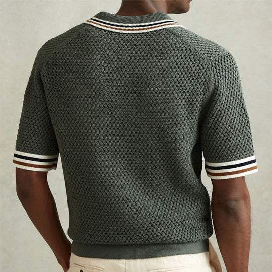 Matteo Sinclair | Textured Knit Polo Shirt For Men