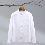 Étienne Laurent | Linen Grandad Collar Shirt For Men