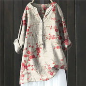 Elena Rossi | Floral Linen Tunic Blouse For Women