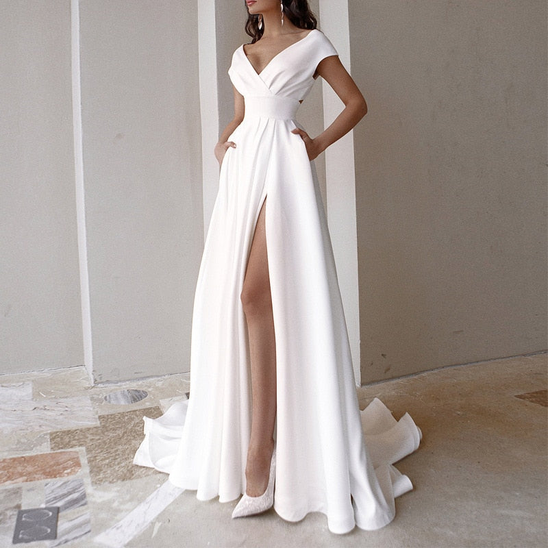 Isabella Laurent | Elegant White Maxi Dress For Women