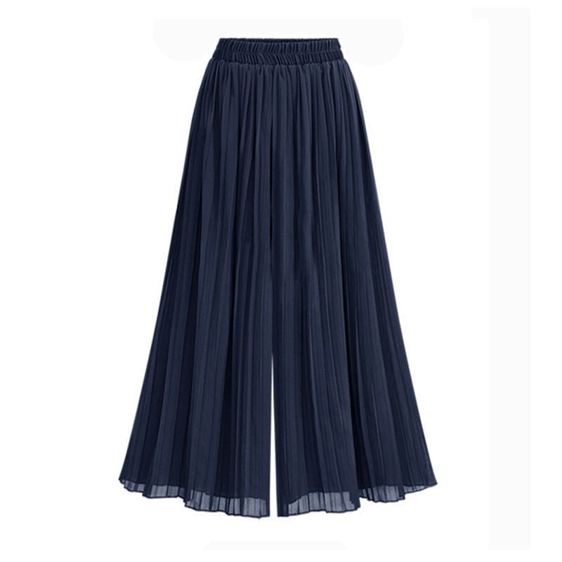 Aurelia Voss | Pleated Chiffon Wide-Leg Trousers