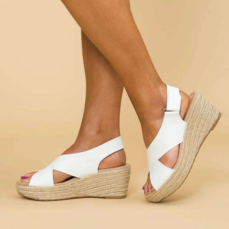 Danielle Lindsey | Wedge Sandals With Cross Straps For Women