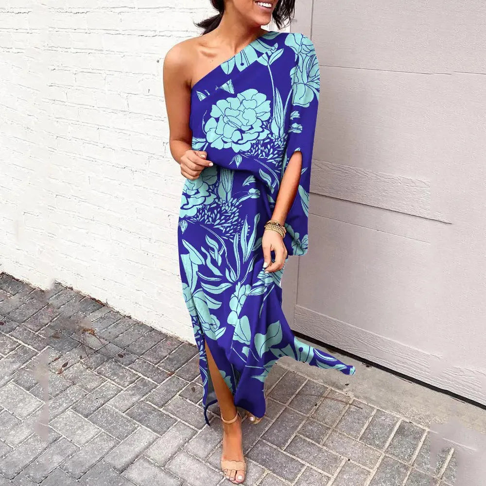 Valentina Rossi | One Shoulder Tropical Maxi Dress For Women