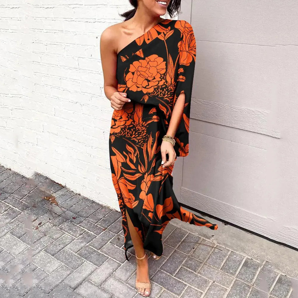 Valentina Rossi | One Shoulder Tropical Maxi Dress For Women