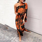 Valentina Rossi | One Shoulder Tropical Maxi Dress For Women