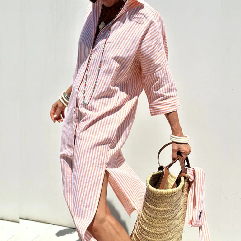 Sophie Whitmore | Striped Shirt Maxi Dress For Women