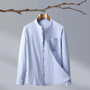 Étienne Laurent | Linen Grandad Collar Shirt For Men
