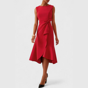 Valentina Rossi | Statement Red Midi Dress For Women