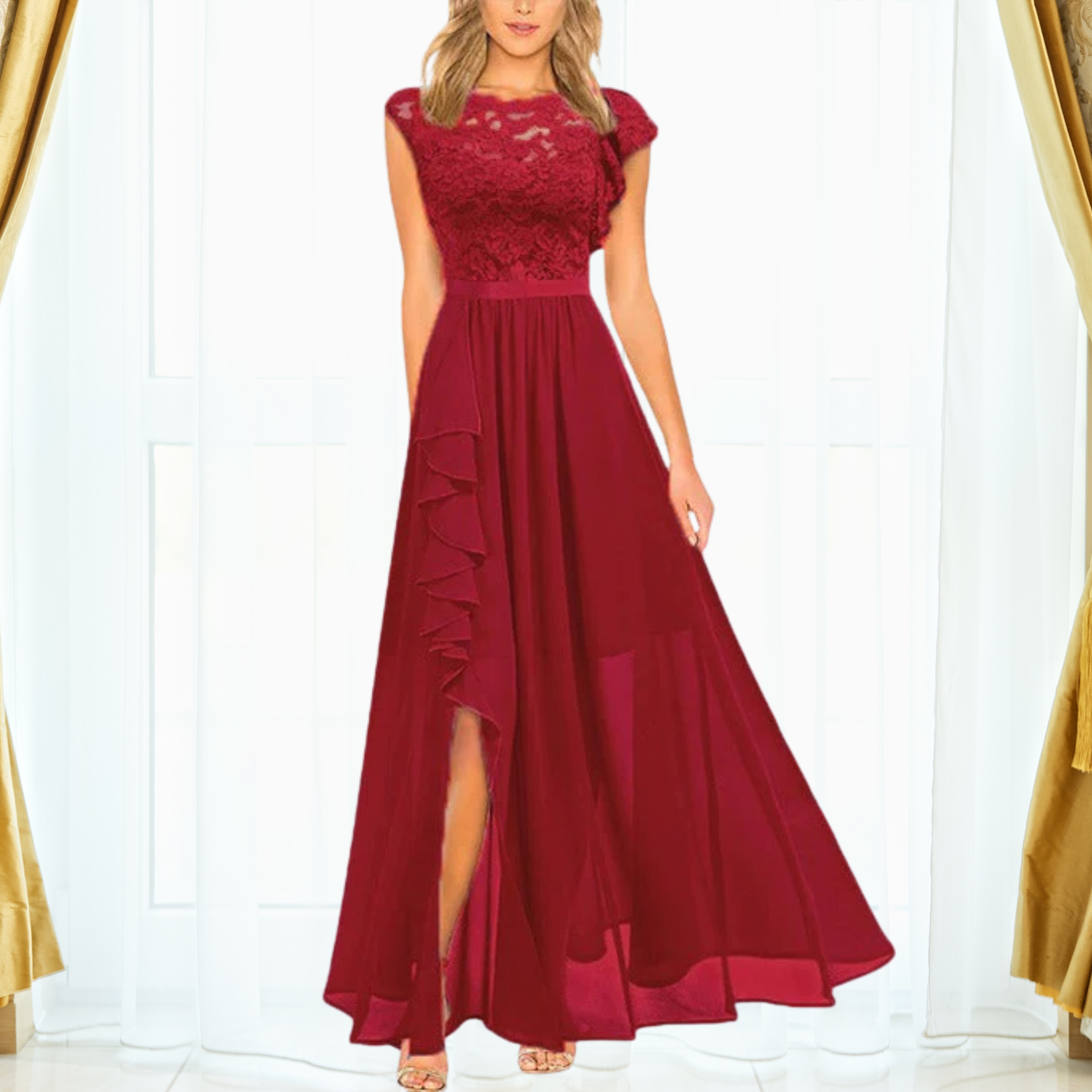 Vivienne Laurent | Elegant Lace Evening Maxi Dress For Women