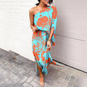 Valentina Rossi | One Shoulder Tropical Maxi Dress For Women