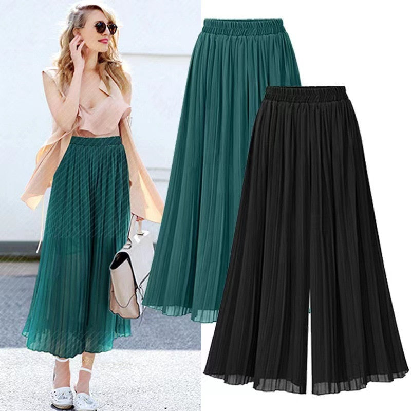 Aurelia Voss | Pleated Chiffon Wide-Leg Trousers