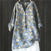 Elena Rossi | Floral Linen Tunic Blouse For Women