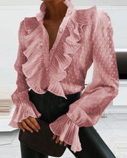 Genevieve Laurent | Elegant Ruffle Pleated Blouse For Women