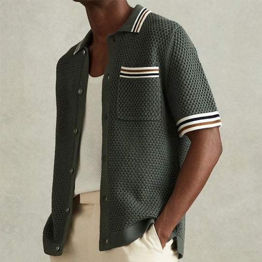 Matteo Sinclair | Textured Knit Polo Shirt For Men