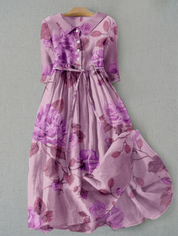 Vivienne Laurent | Floral Linen Maxi Dress For Women