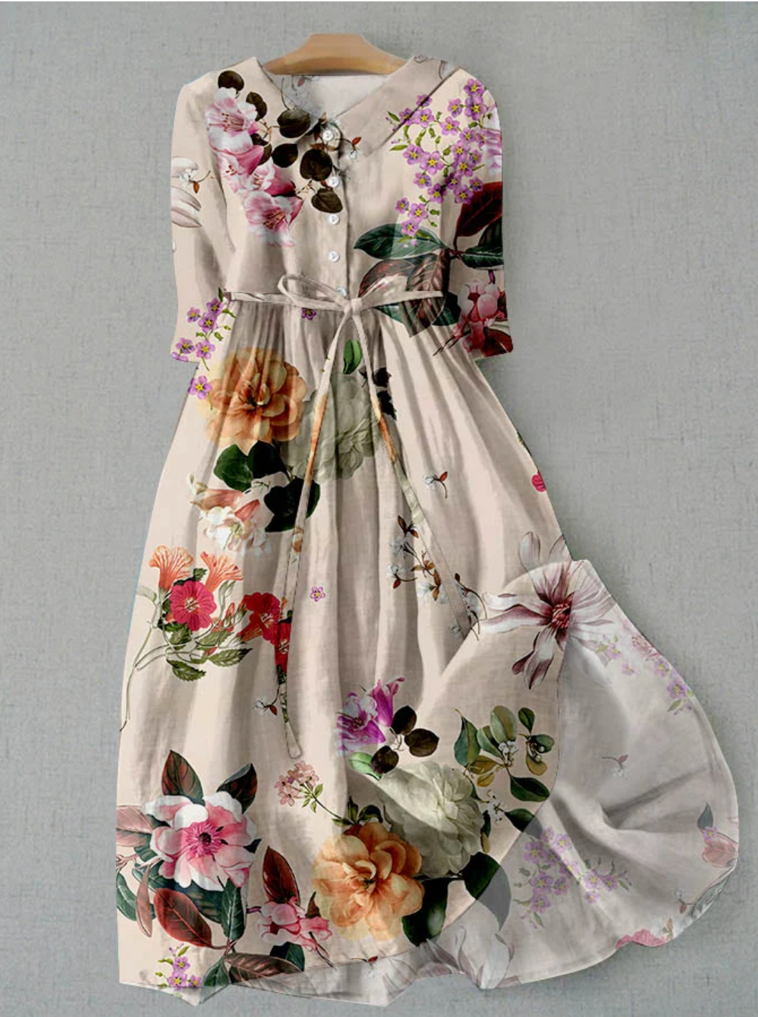 Vivienne Laurent | Floral Linen Maxi Dress For Women