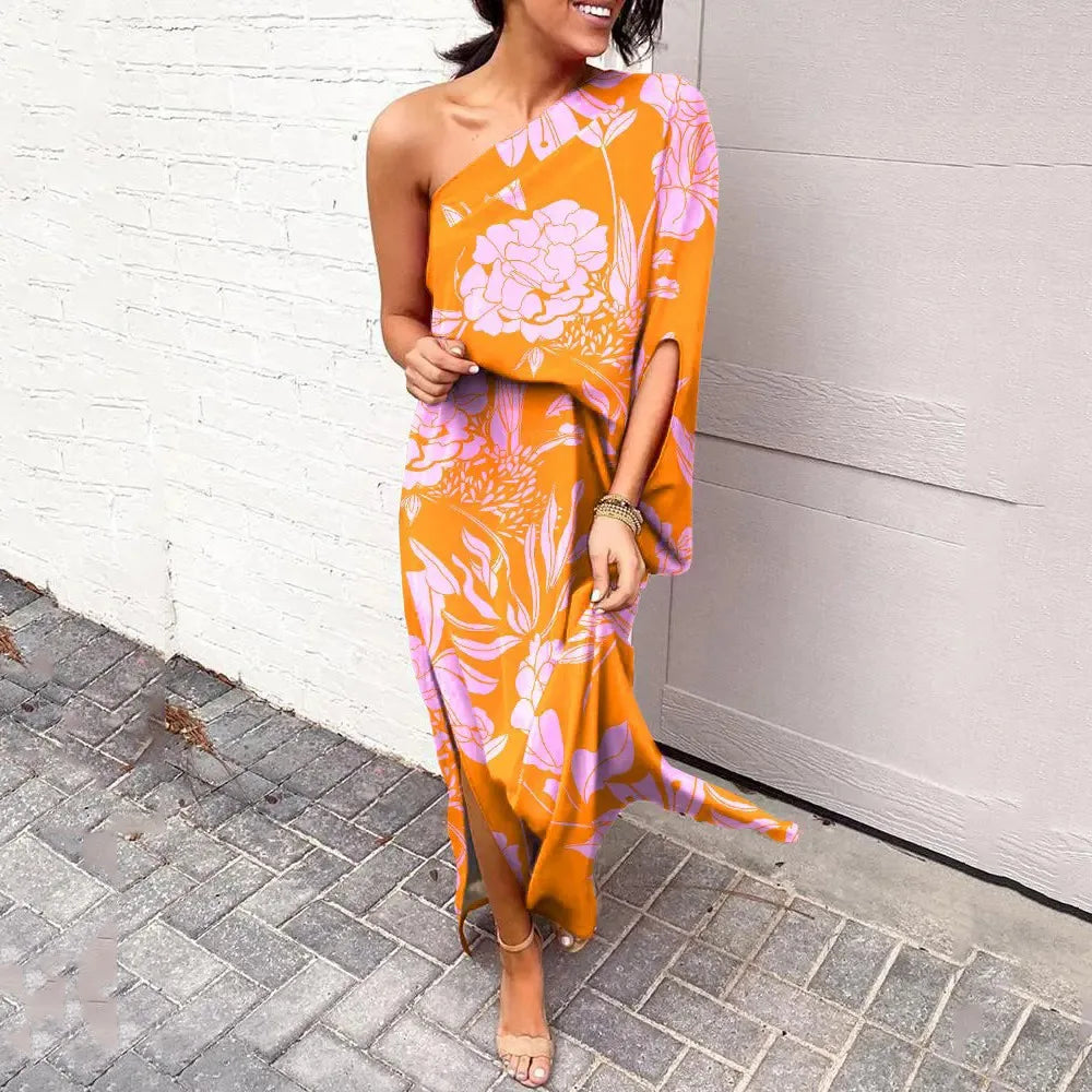 Valentina Rossi | One Shoulder Tropical Maxi Dress For Women
