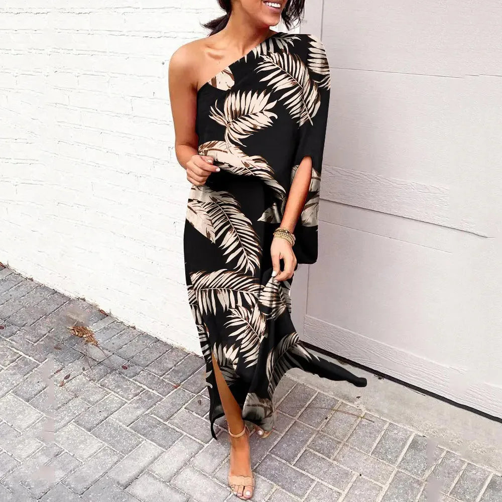 Valentina Rossi | One Shoulder Tropical Maxi Dress For Women