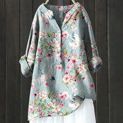 Elena Rossi | Floral Linen Tunic Blouse For Women