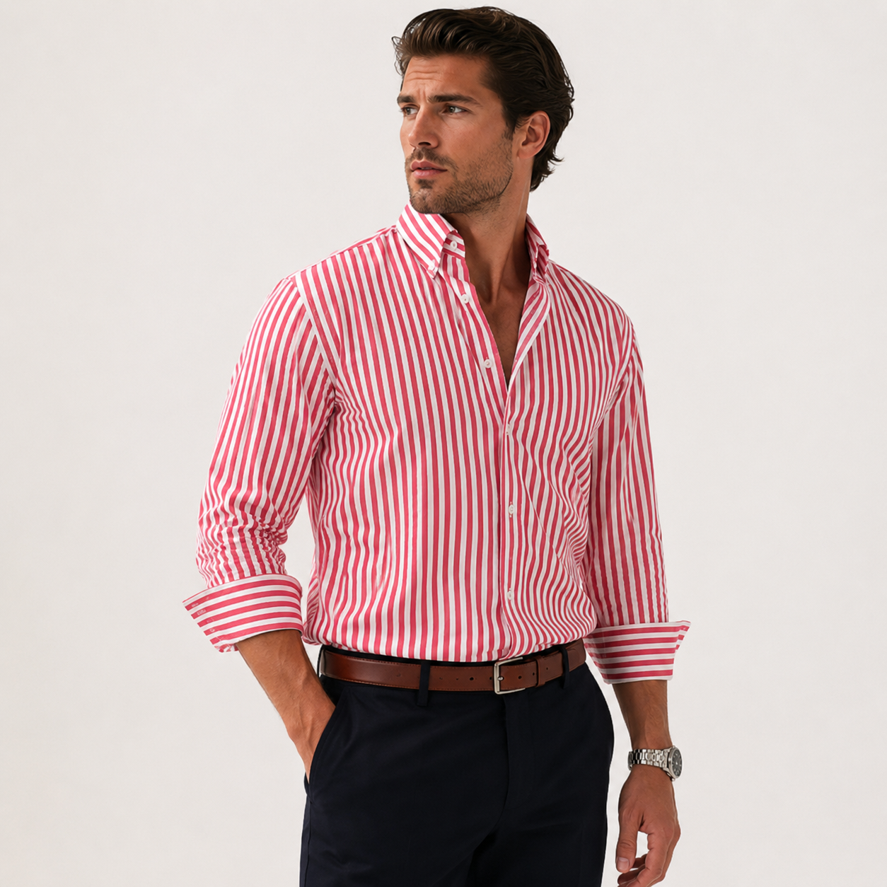 Sebastian Whitaker | Blue Striped Long Sleeve Shirt for Men
