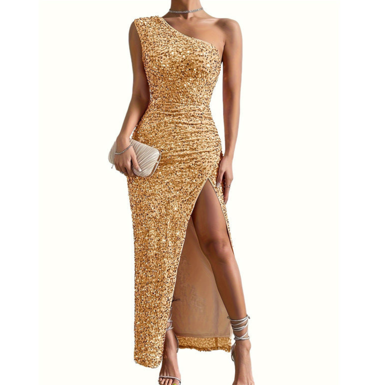 Seraphina Bellucci | One Shoulder Sequin Maxi Dress For Women