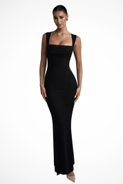 Marguerite Vosselair | Burgundy Square Neck Bodycon Maxi Dress