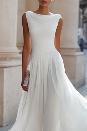 Elaine Vosslair | White Sleeveless Midi Dress for Women