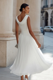 Elaine Vosslair | White Sleeveless Midi Dress for Women