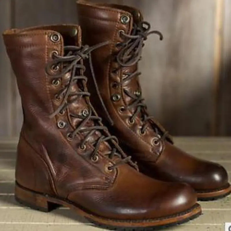 Sebastian Hawthorne | Vintage Leather Combat Boots For Men