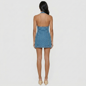 Vivienne Stanhope | Denim Halter Mini Cut-Out Dress
