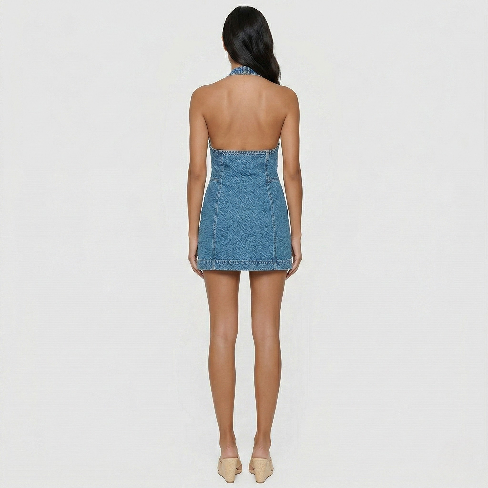Vivienne Stanhope | Denim Halter Mini Cut-Out Dress